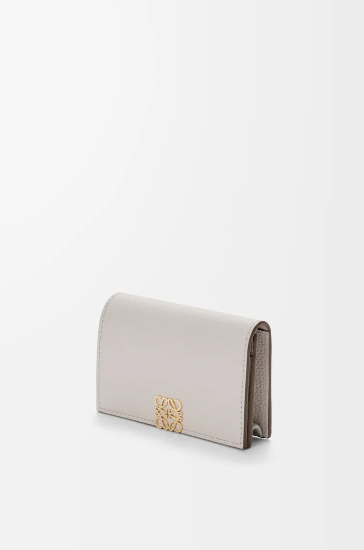 Loewe Anagram Business Cardholder In Pebble Grained Calfskin In White