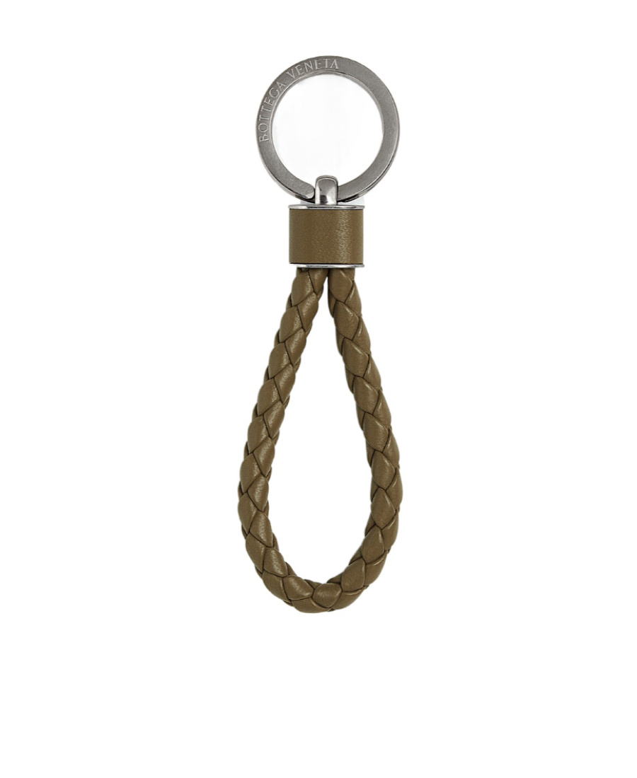 Bottega Veneta Intrecciato Leather Keyring In Green