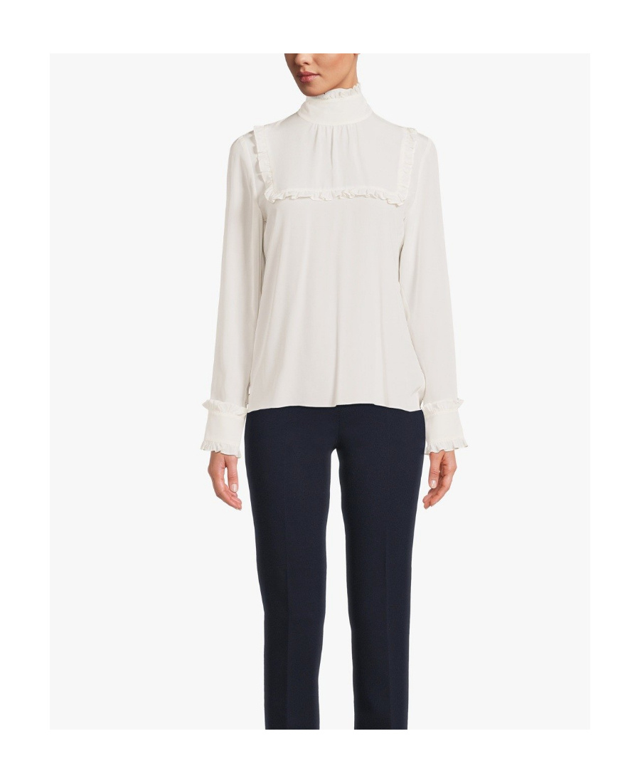 Max Mara Stand-collar Long-sleeved Blouse In White
