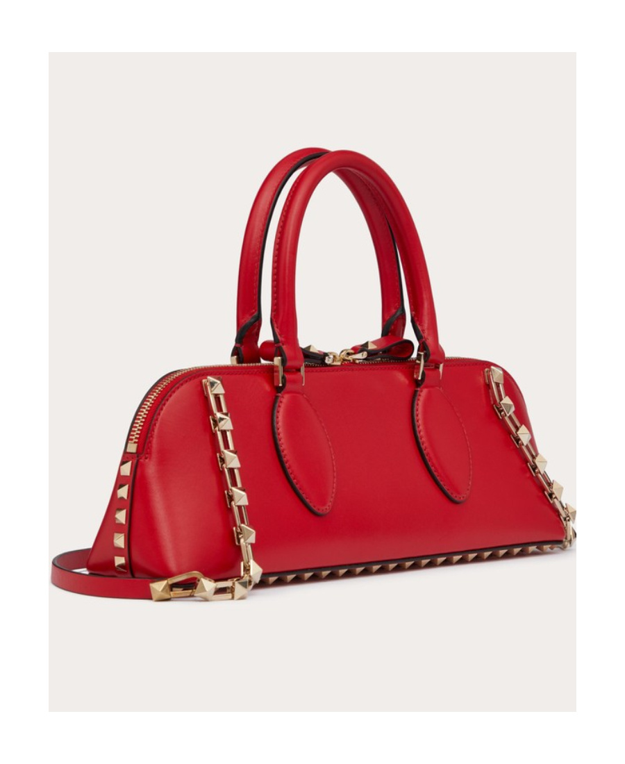 Valentino Rockstud East-west Leather Tote Bag In Red