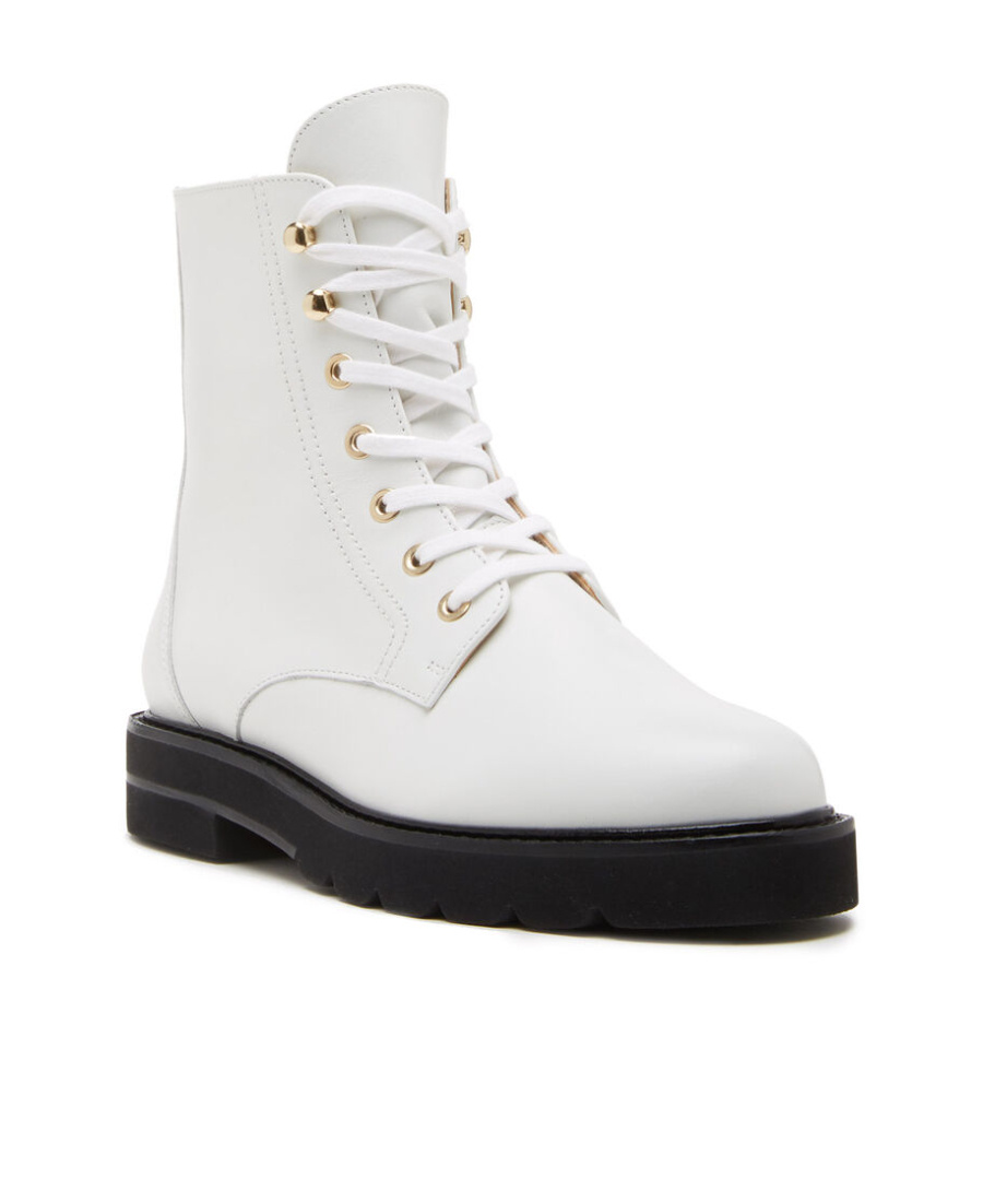 Stuart Weitzman Lace-up Leather Boots In White