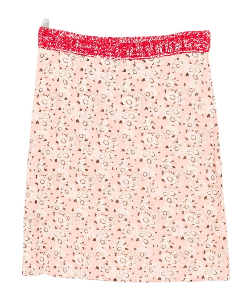 Prada Floral Print Georgette Skirt In Nude