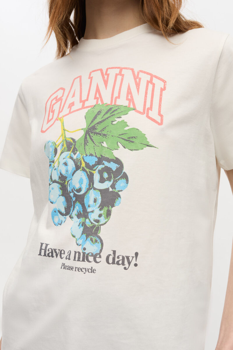 Ganni Grape Print Crew Neck Short Sleeve Top