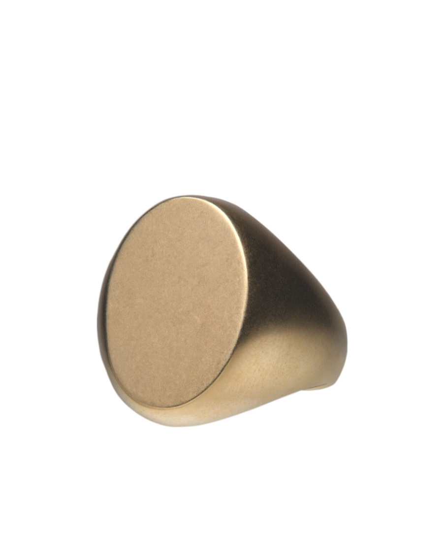 Maison Margiela Logo-engraved Brushed Finish Signet Ring In Yellow