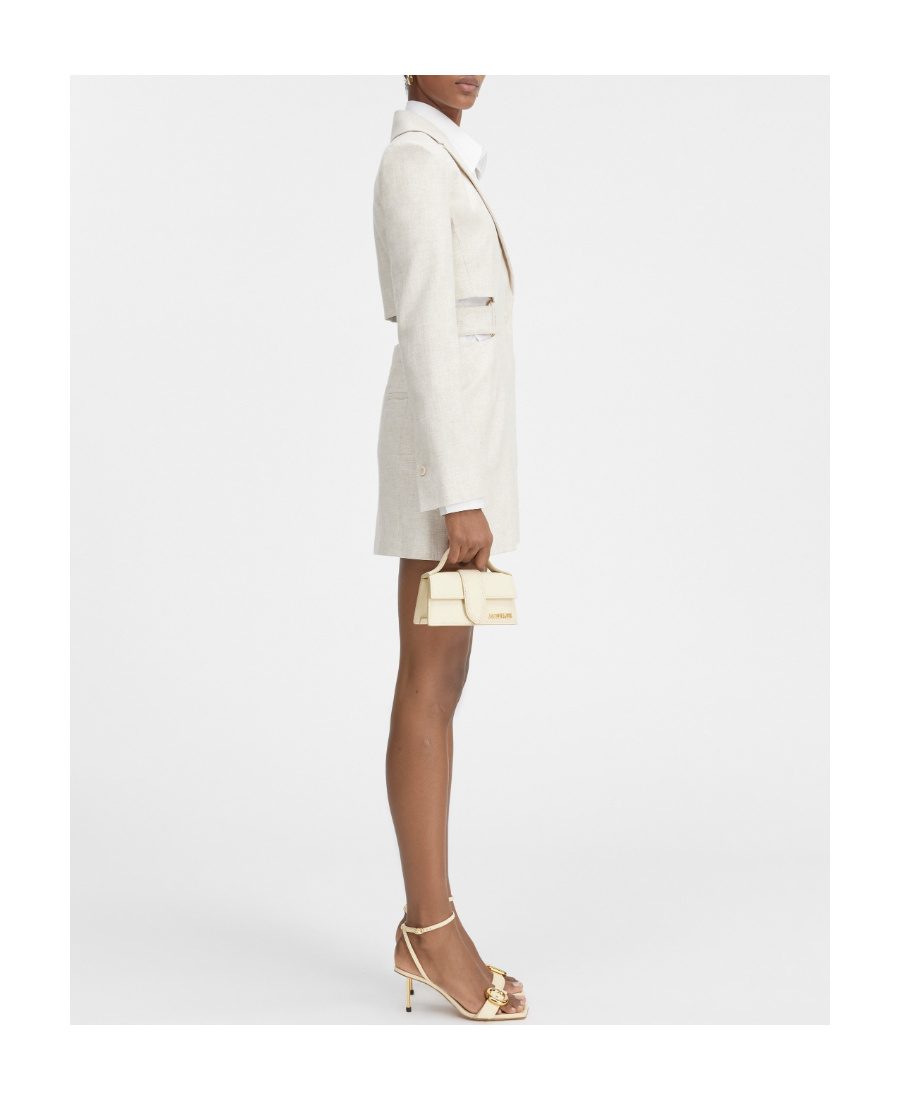 Jacquemus Bari Cutout Woven Mini Dress In White