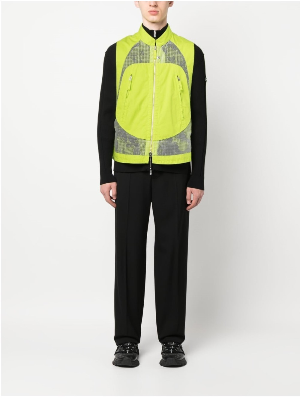 Stone Island Mesh-panel Vest In Yellow