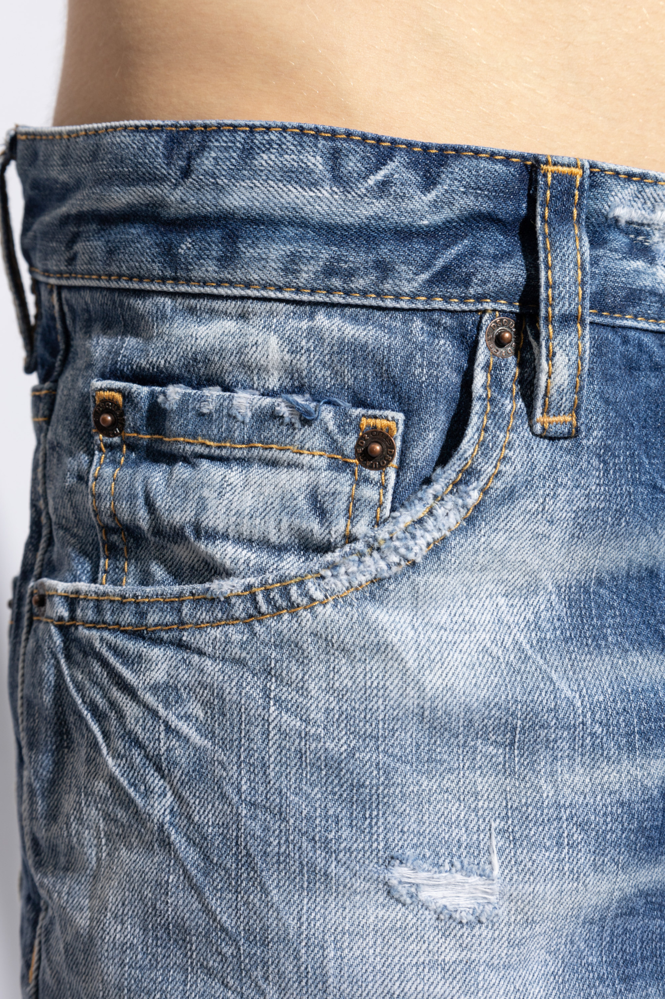Dsquared2 Ripped Straight-leg Jeans In Blue