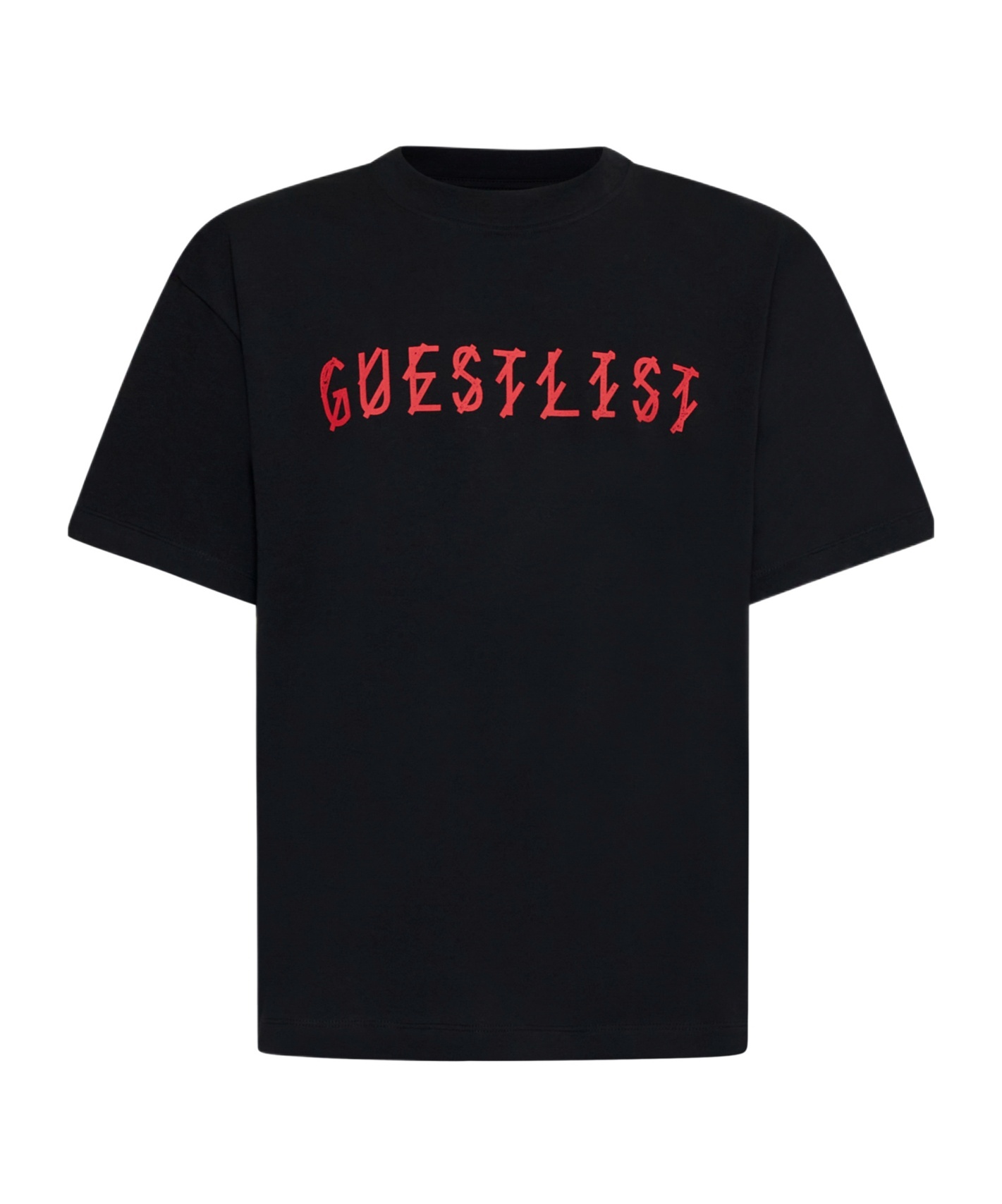 44 Label Group Black T-shirt With Print On The Front And Maxi Logo On The Back In Cotton Man In Black