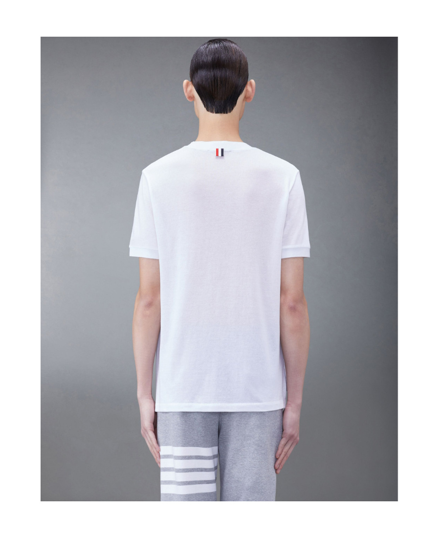 THOM BROWNE THOM BROWNE STRIPE DETAILED CREWNECK T-SHIRT