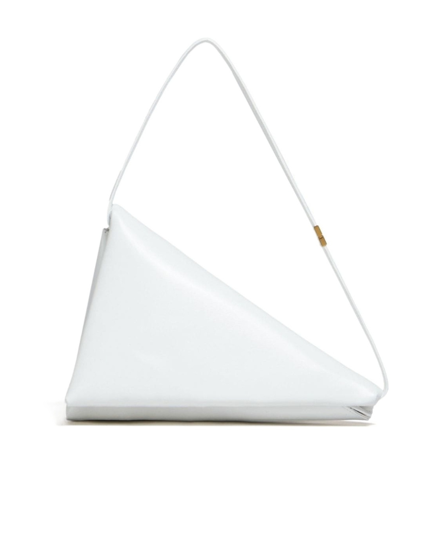Marni Triangle Leather Shoulder Bag In White