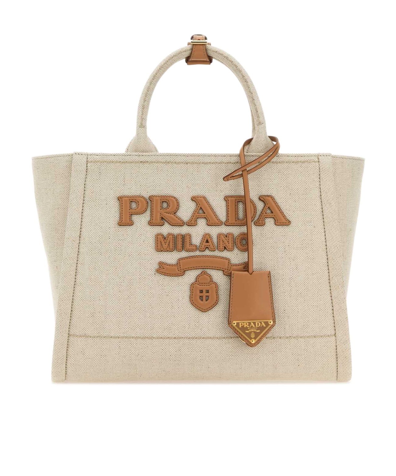 PRADA LARGE LINEN BLEND TOTE BAG