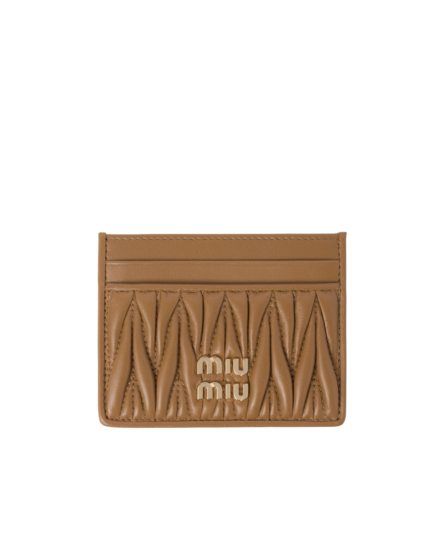 Miu Miu Matelass�-effect Cardholder In Brown