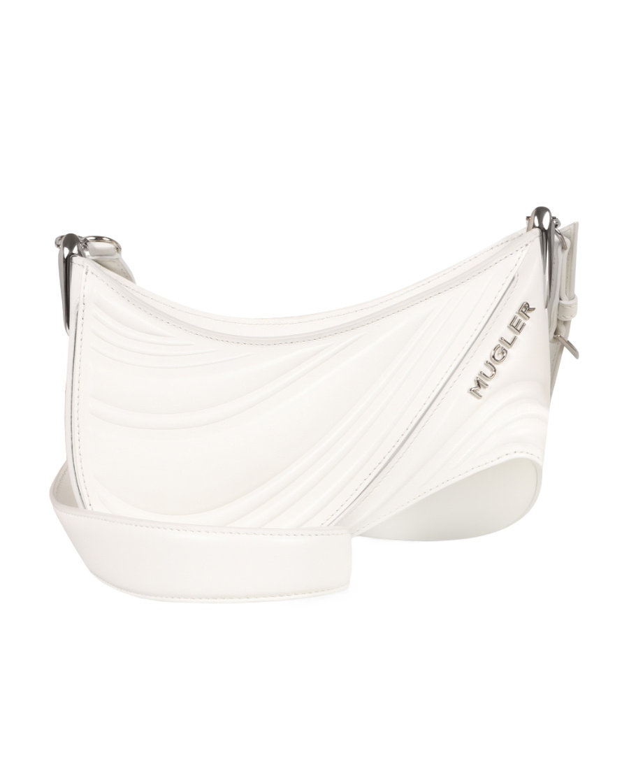 Mugler Small Spiral Curve 01 Shoulder Bag In White