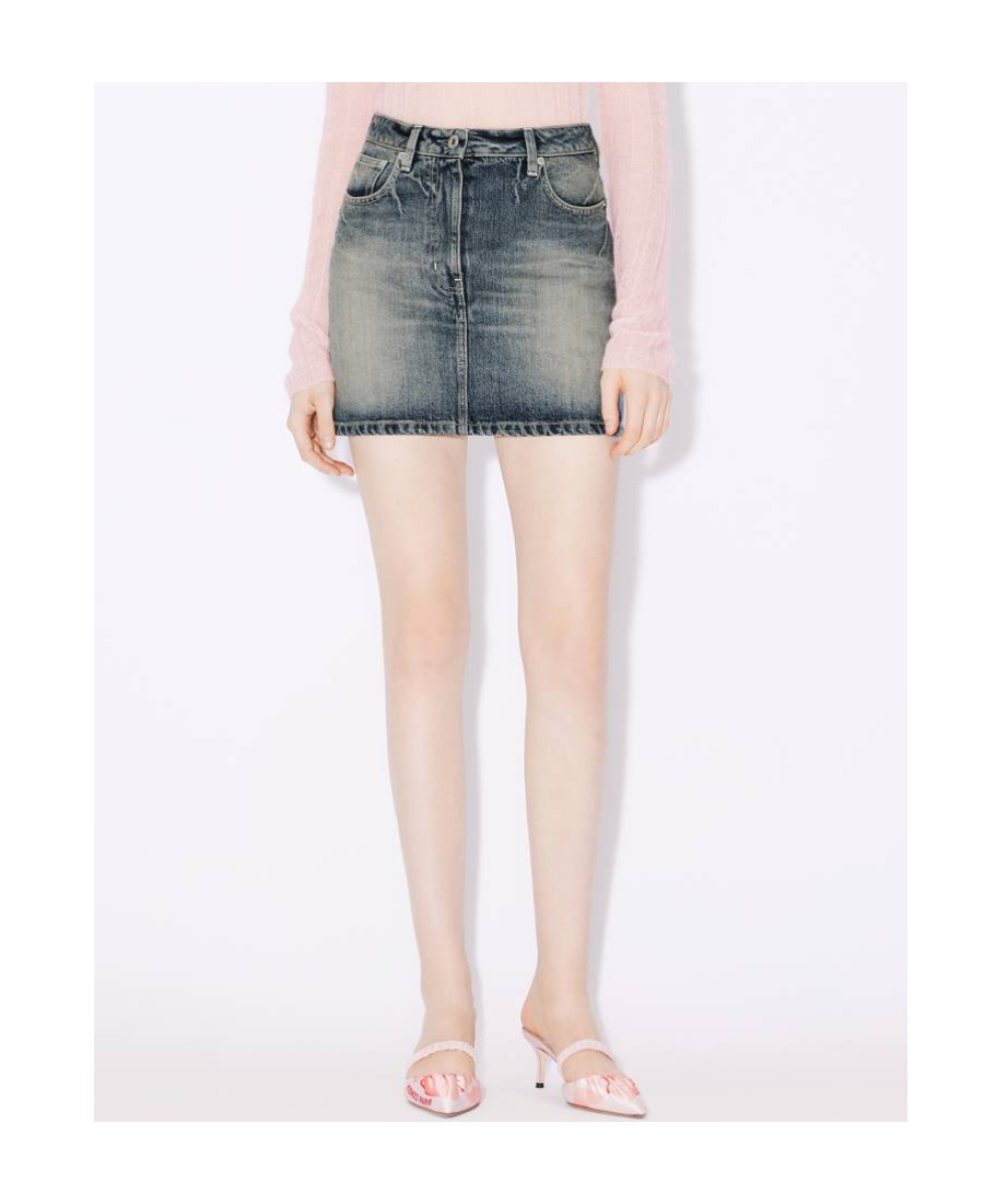 Kenzo Japanese Denim Mini Skirt In Blue