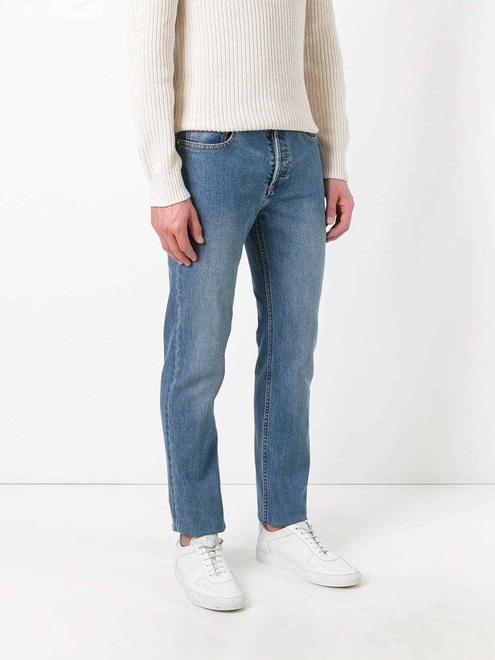 Apc Washed Effect Straight Leg Jeans In Blue