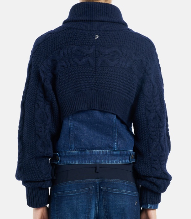 Dondup Long Sleeve Down Jacket With Ribbed Collar In Blue