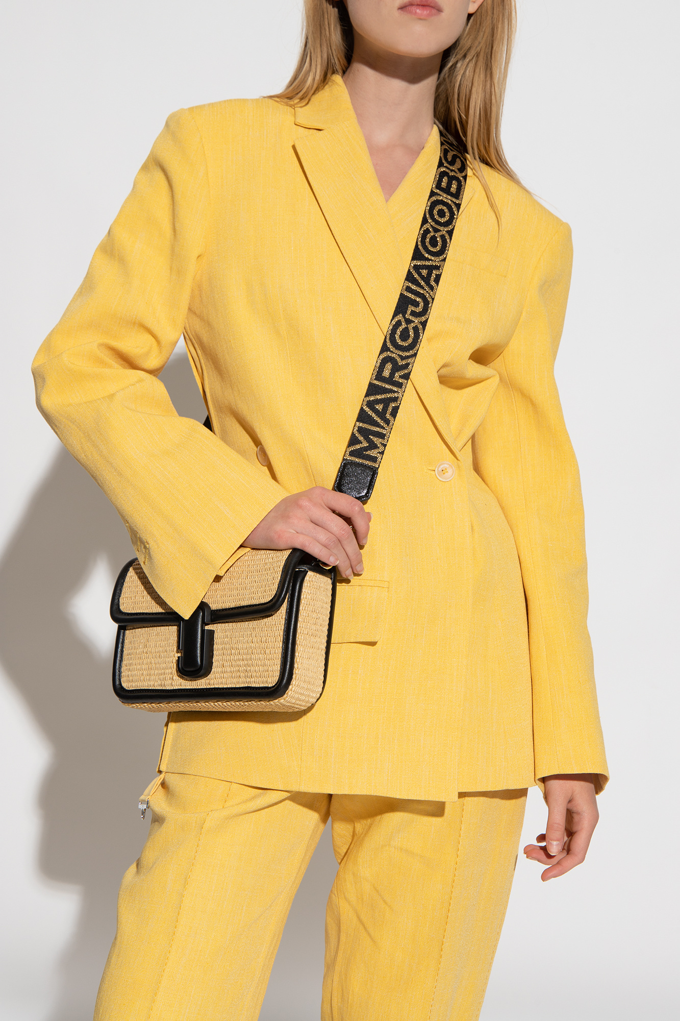 Marc Jacobs The Thin Strap Logo-print Strap In Black
