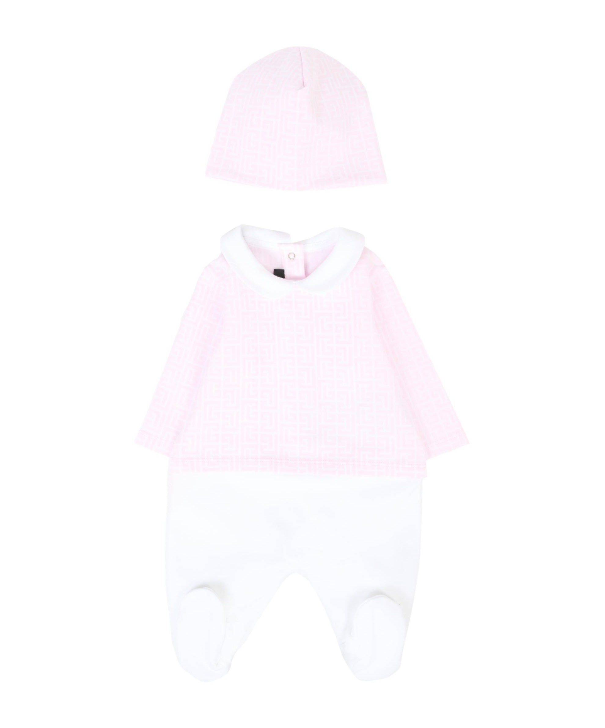 Balmain Geometric-print Babygrow Set In Multi