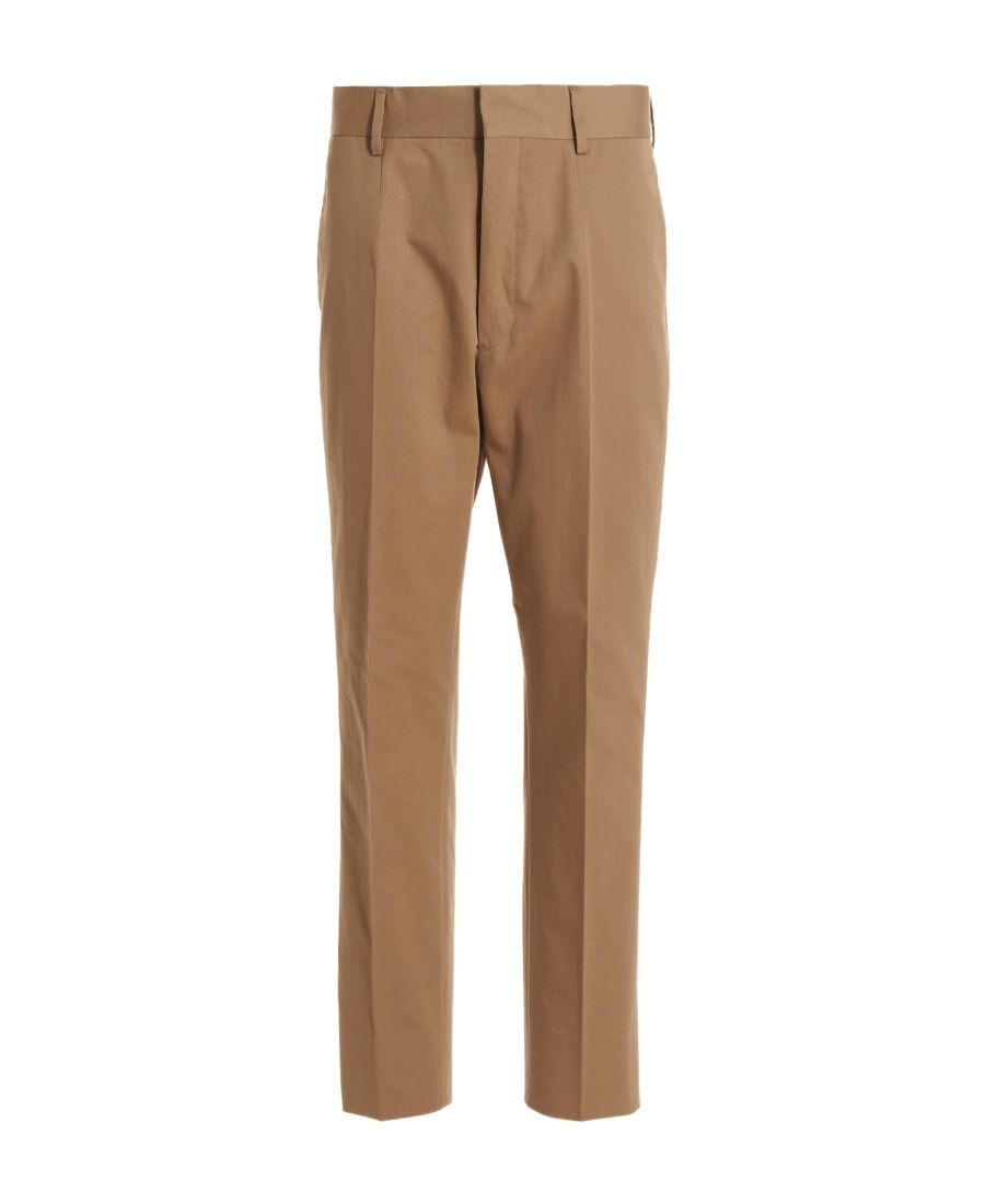Prada Rear Logo-patch Detail Trousers In Brown