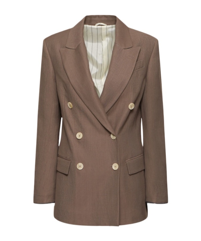 Brunello Cucinelli Women Brown Twill Shiny Cuffs Jacket