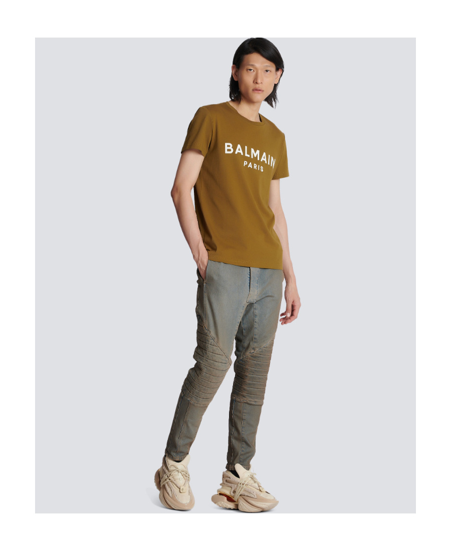 BALMAIN LOGO-PRINT COTTON T-SHIRT