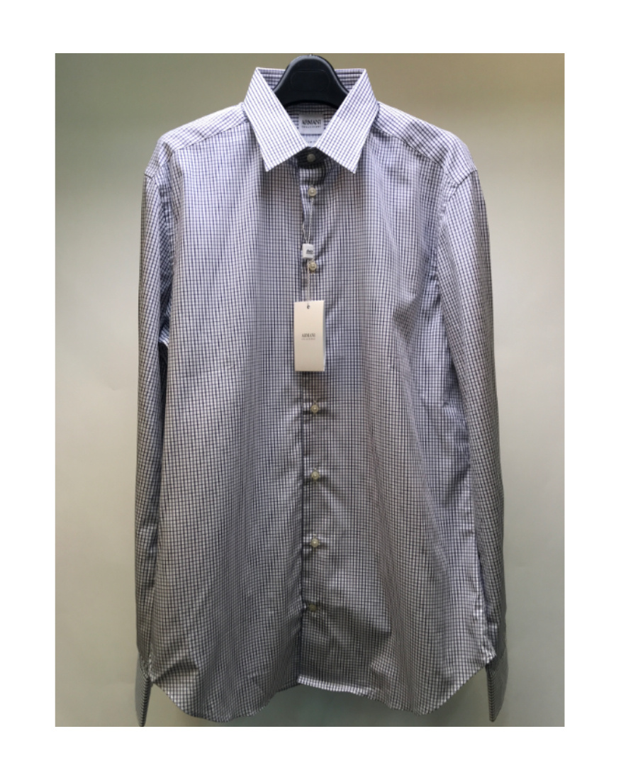 Armani Collezioni Checkered Detail Shirt In Gray