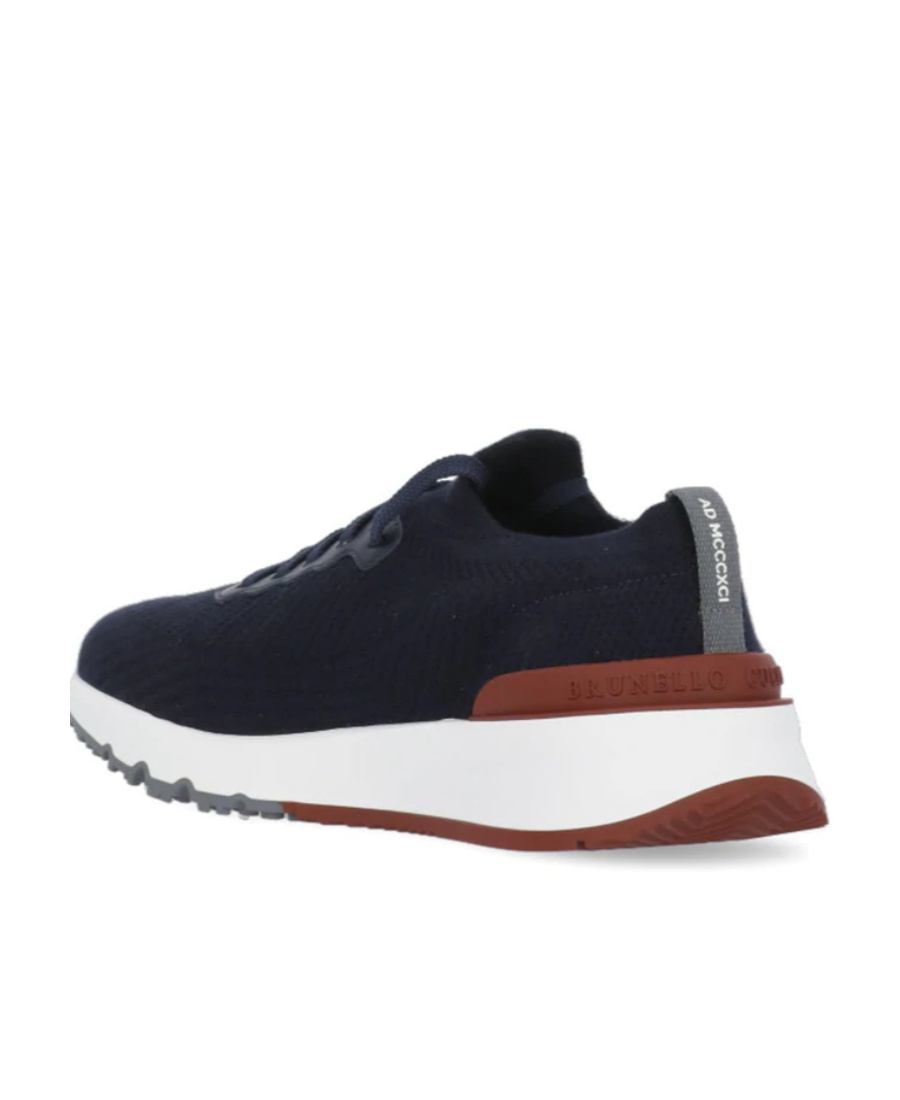 Brunello Cucinelli Men Sneaker In Maglia Di Cotone In Blue