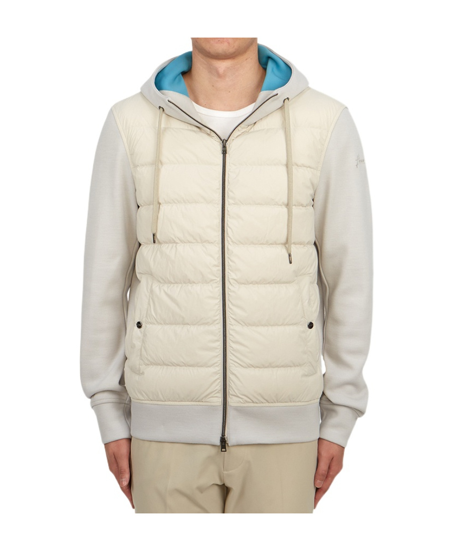 Herno Zip-up Hooded Drawstring Down Jacket In White