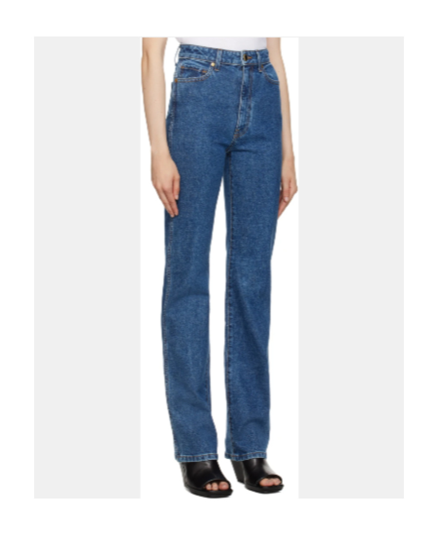 Khaite Danielle High Waist Straight Leg Jeans In Blue