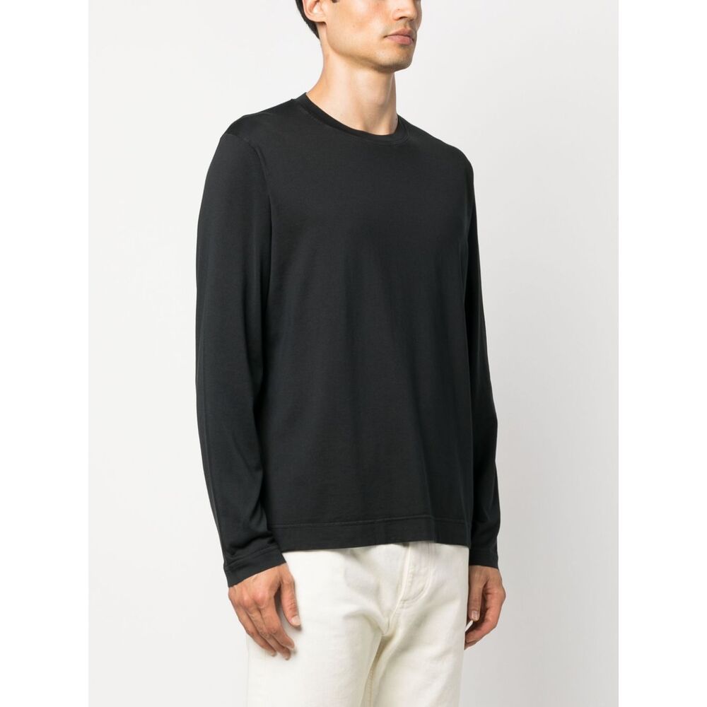 Fedeli Round-neck Long-sleeved T-shirt In Black