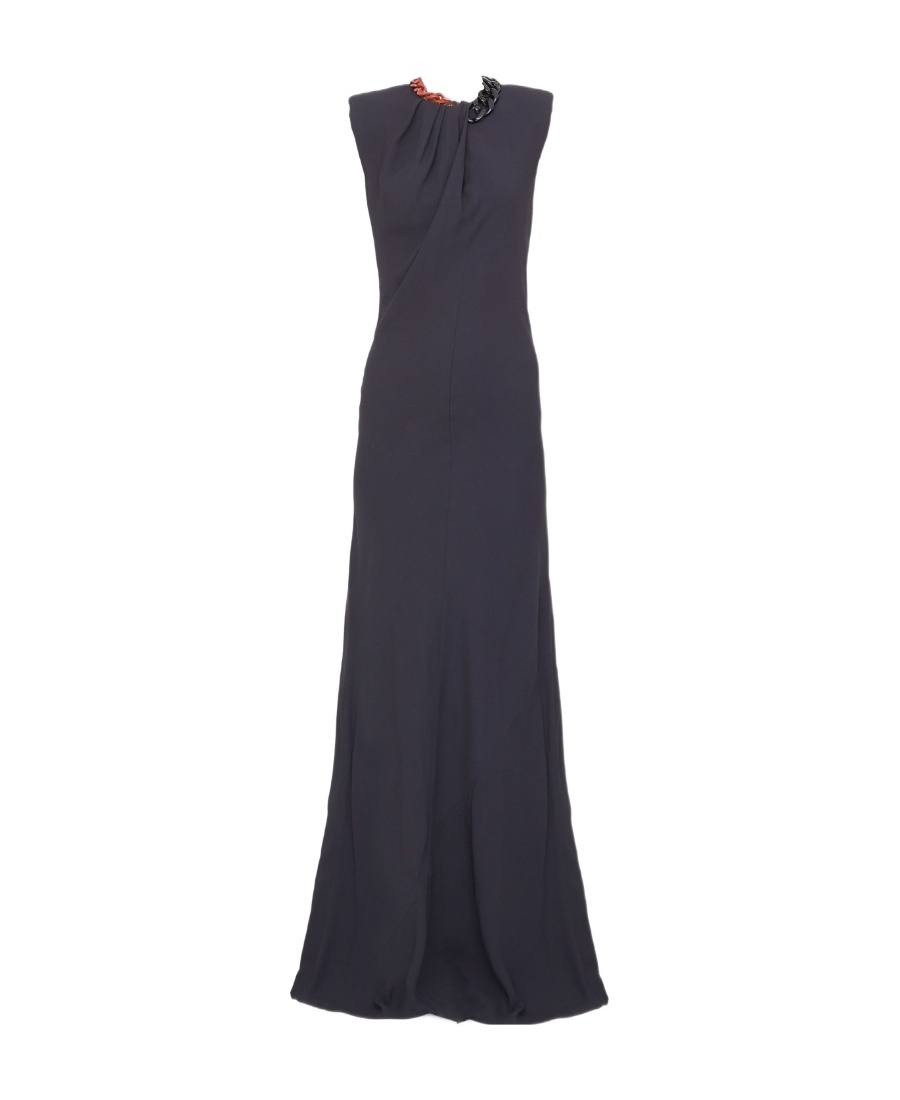 Stella Mccartney Falabella Chain-embellished Sleeveless Gown In Black