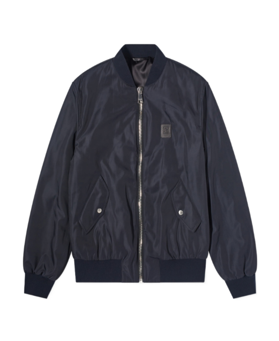 Balmain Logo-applique Zipped Bomber Jacket In Black