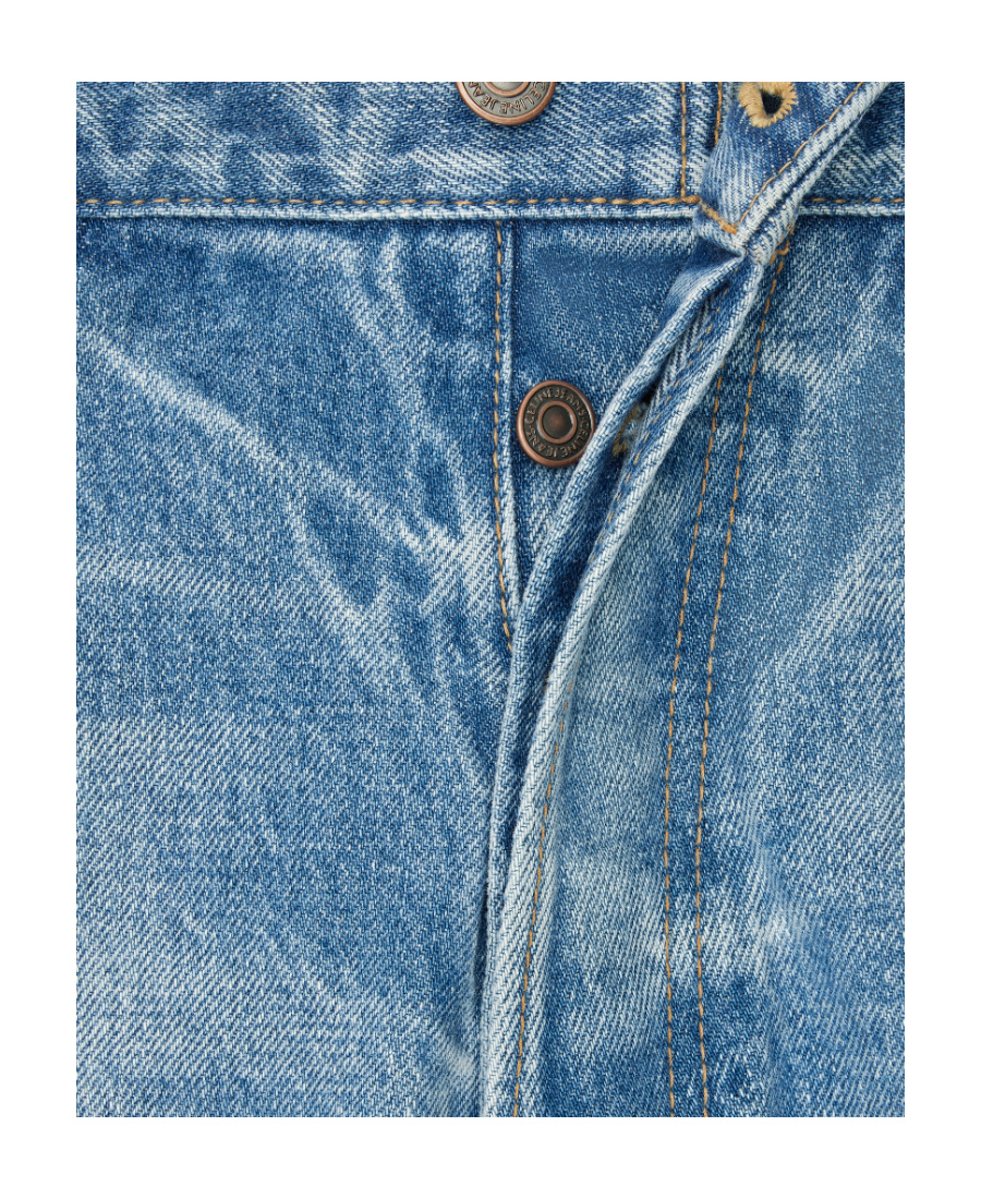Celine Beard Striped Wide-legged Jeans In Blue