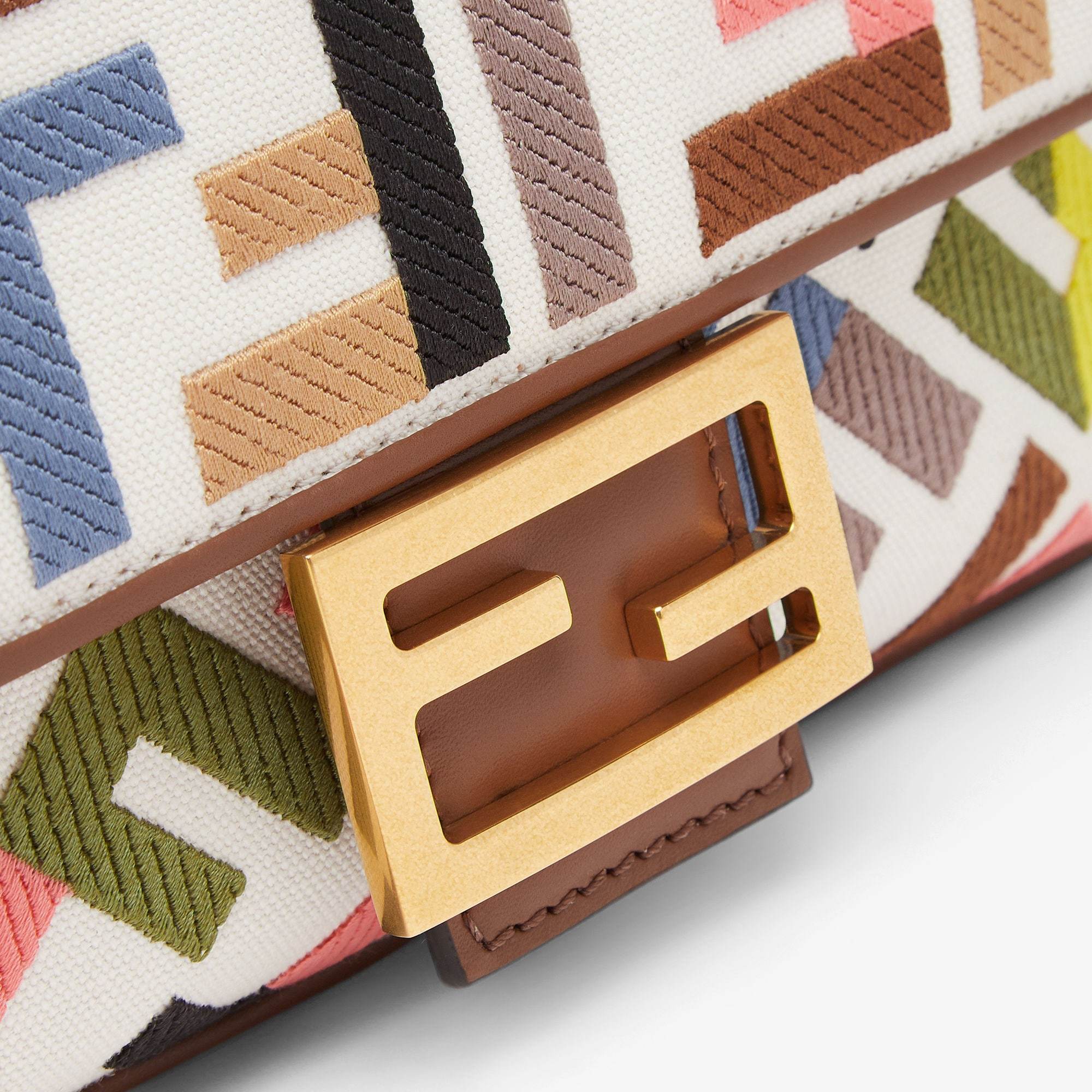 Shop Fendi Baguette Canvas Shoulder Bag In Multicolor