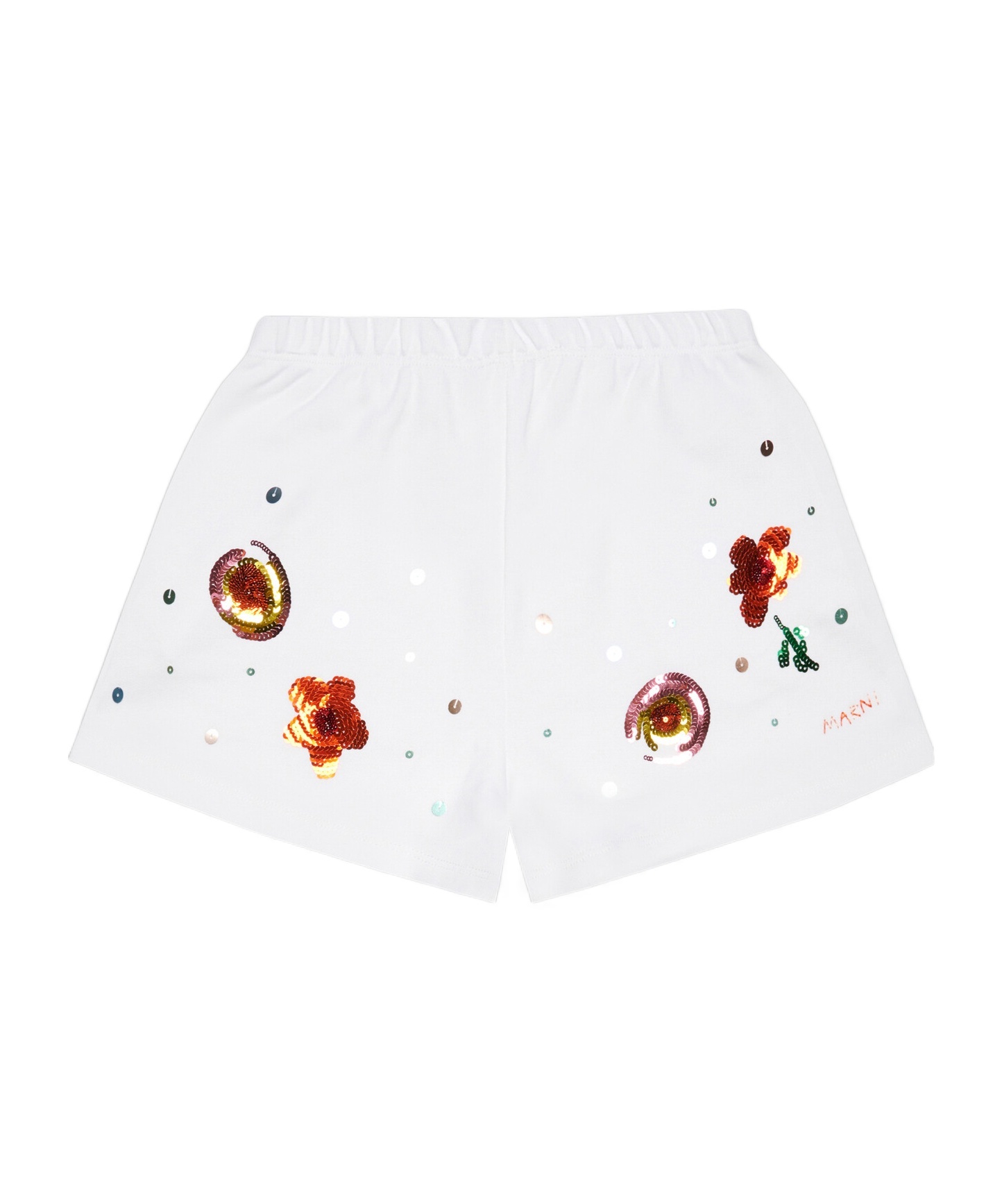 Marni Kid - Fleece Shorts With Floral Graphics In White