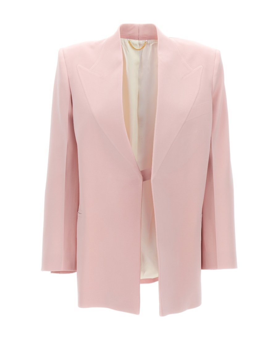 Victoria Beckham Tailored Blazer Jacket Padded Shoulders In Pink