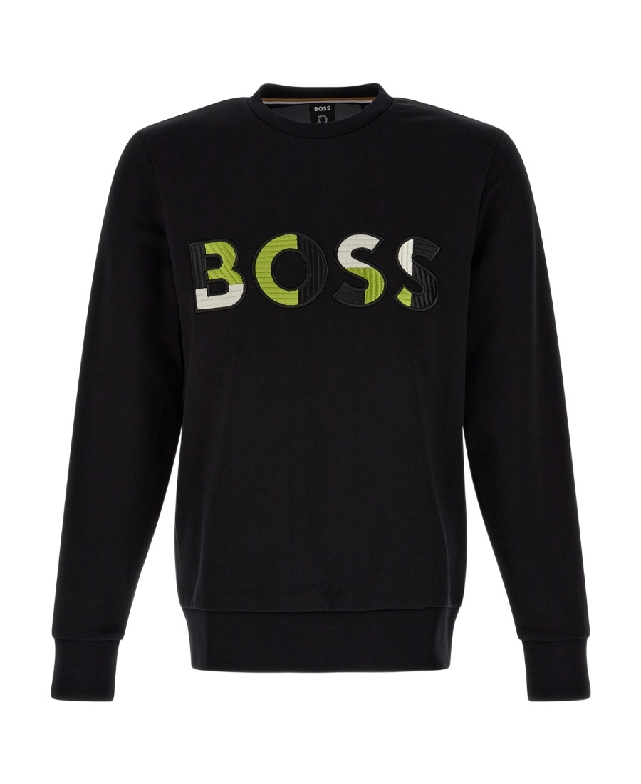 Hugo Boss Logo-print Cotton Sweatshirt In Black
