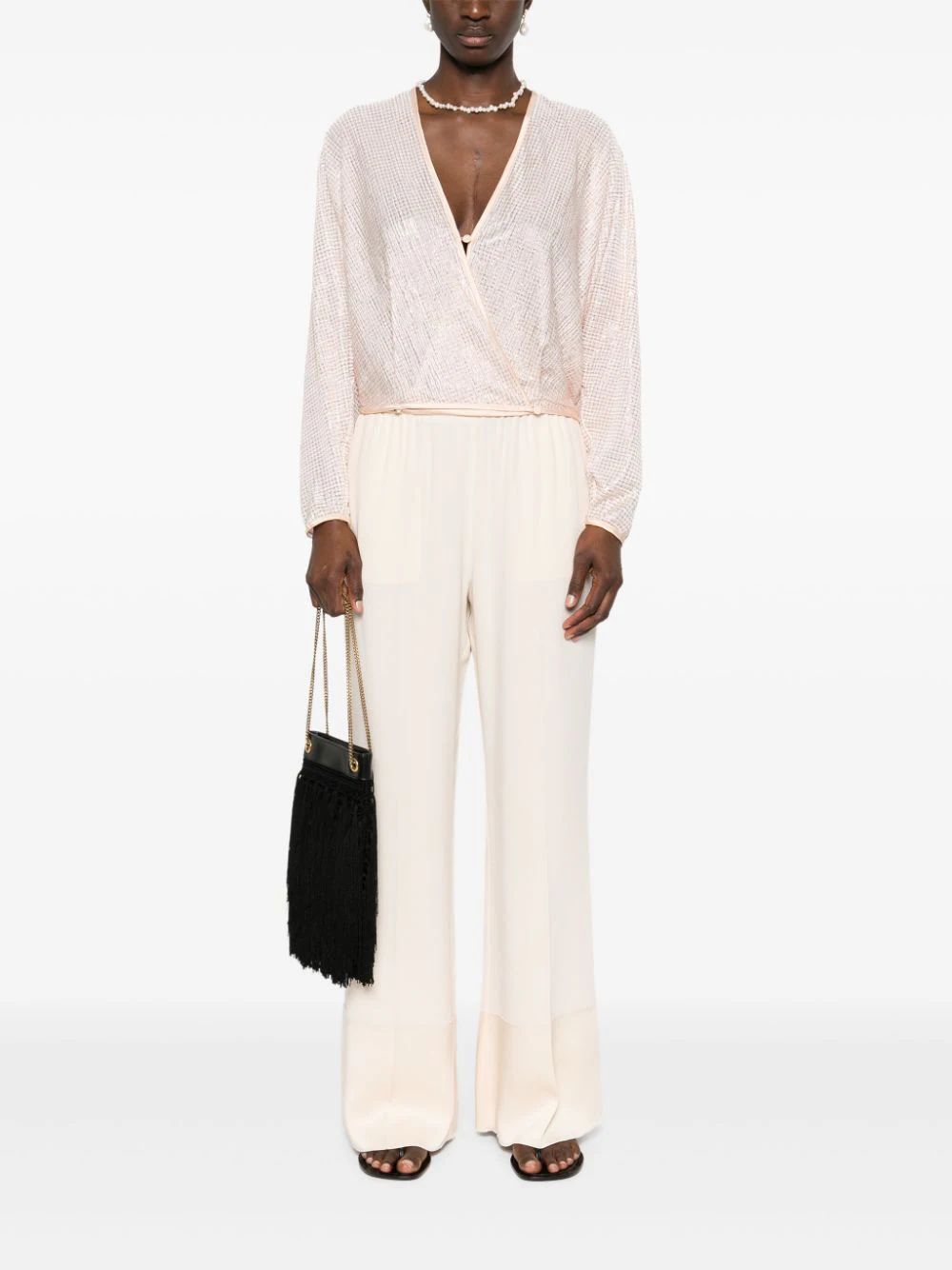 Shop Forte Forte Crepe Straight Trousers In White