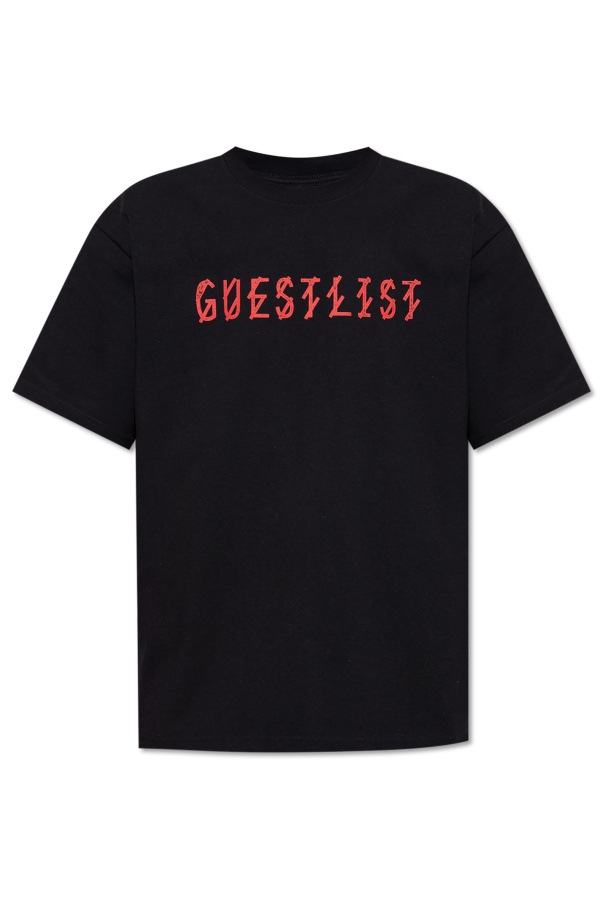 44 Label Group Black T-shirt With Print On The Front And Maxi Logo On The Back In Cotton Man In Black