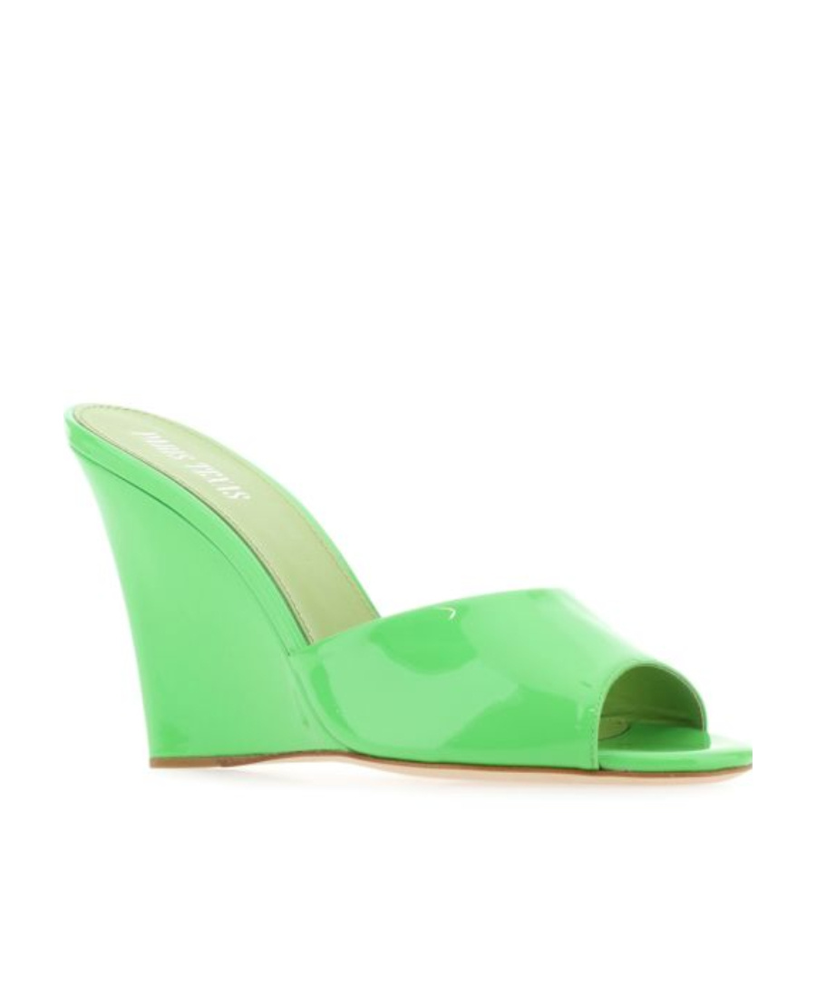 Paris Texas Wanda Wedge Mules In Green