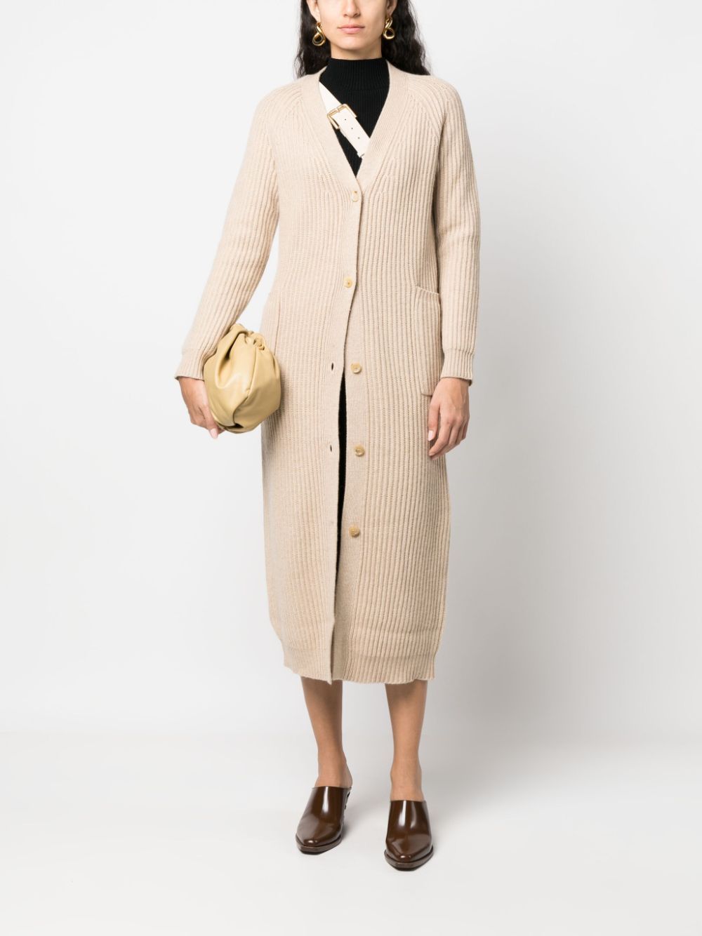 Shop Max Mara Ribbed-knit Wool-cashmere Cardi-coat In Nude