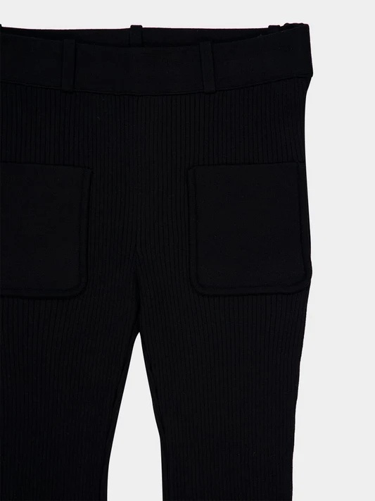 Courrèges Ribbed Flared Trousers In Black