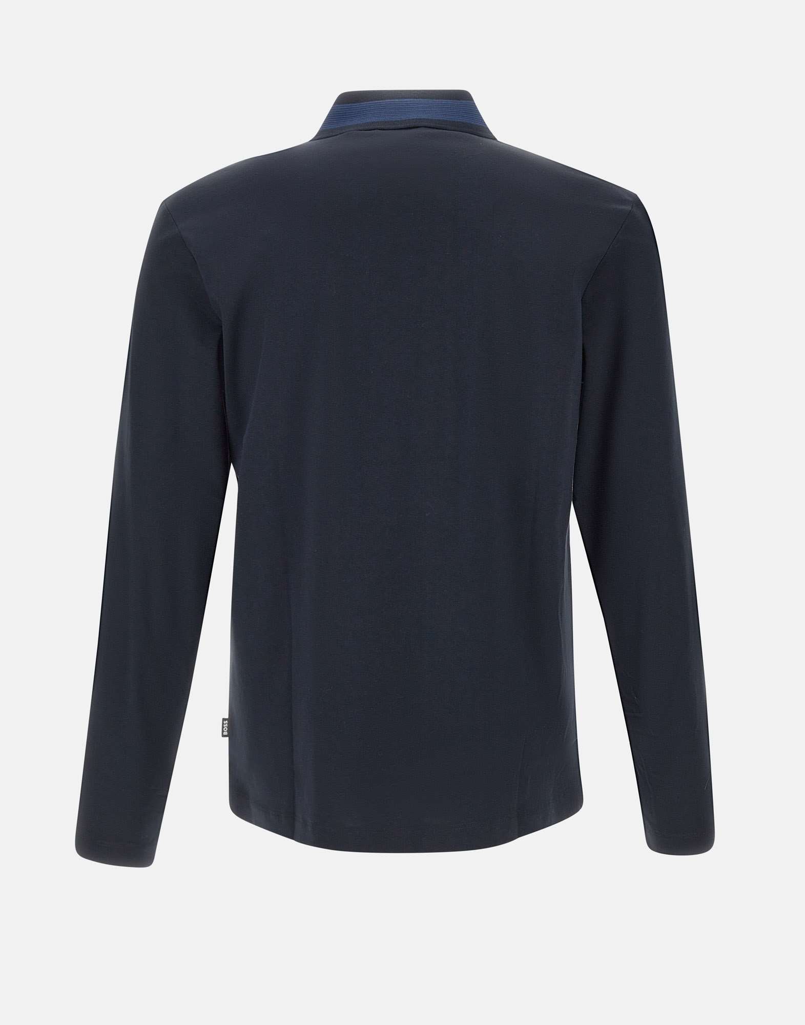 Hugo Boss Boss Long Sleeve Cotton Polo In Black