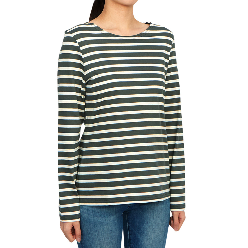 Saint James Striped Logo T-shirt In Black
