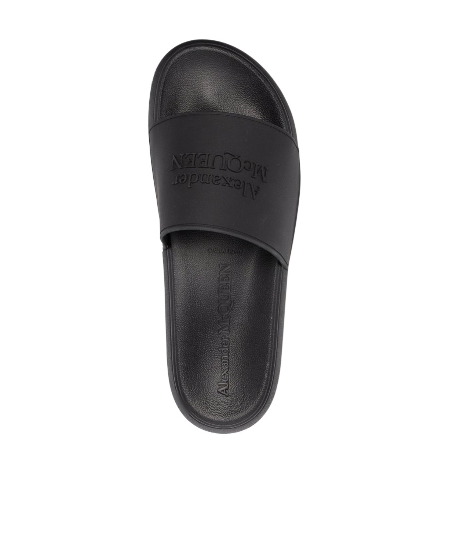 Alexander Mcqueen Logo-embossed Slides In Black