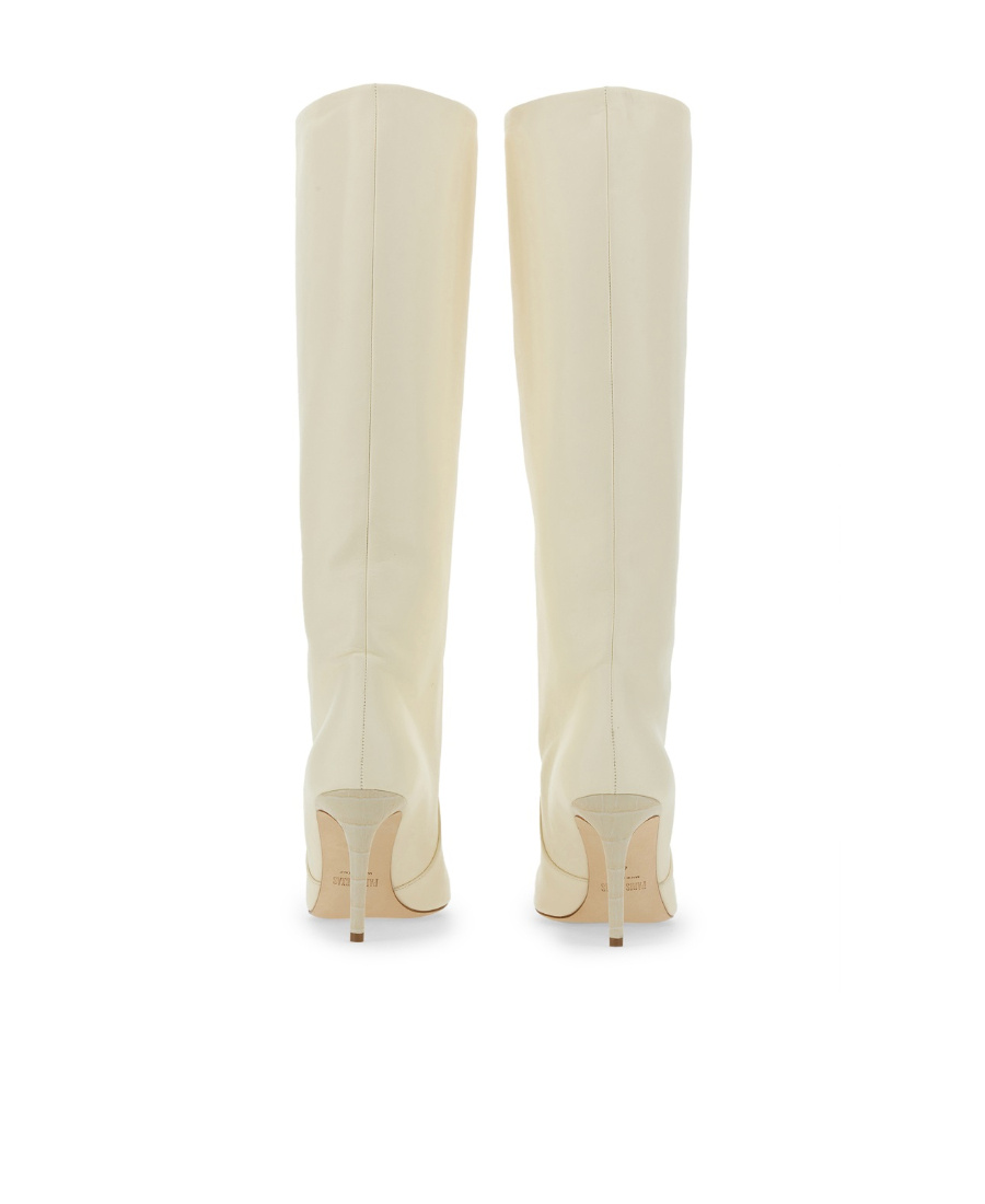 Paris Texas Pointed Toe Stiletto Heel Knee Length Boots In Nude