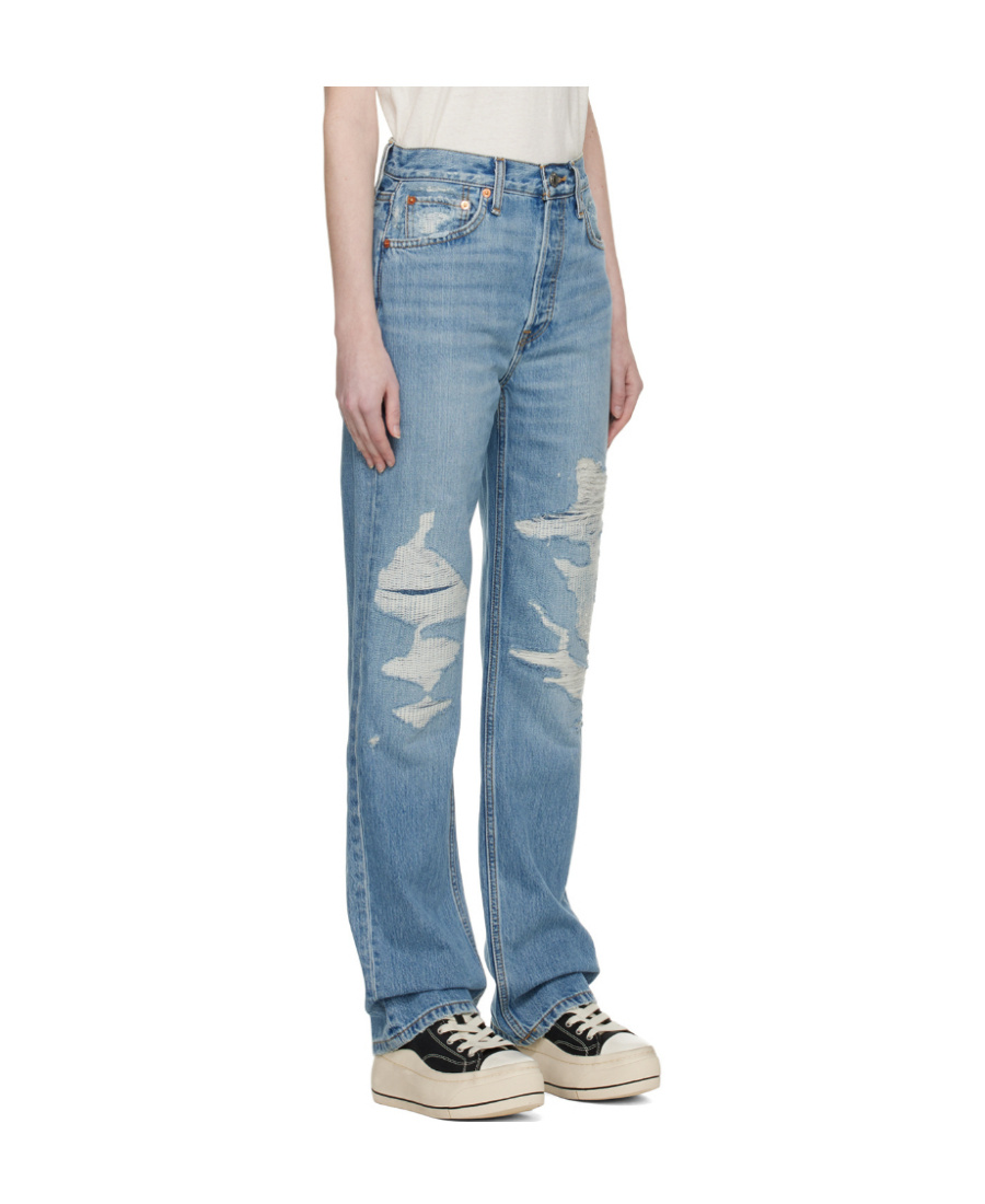 Re/done Ripped-detail Loose-fit Jeans In Blue