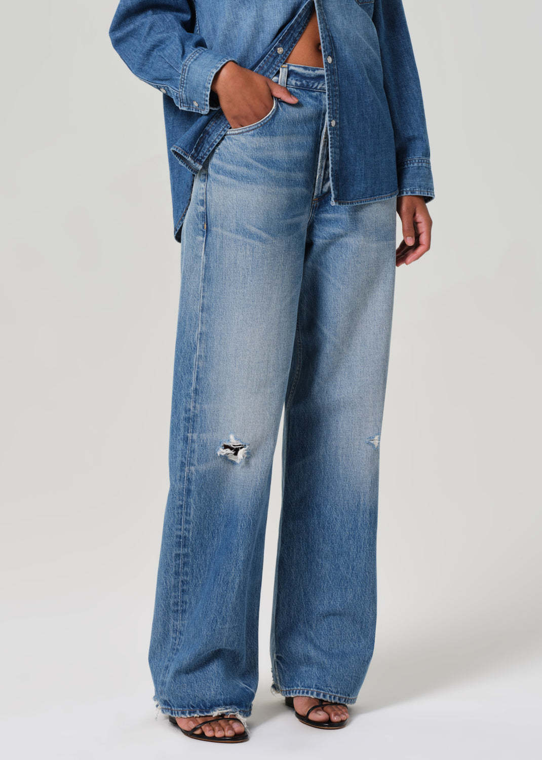 Citizen Of Humanity Ayla Raw-hem Baggy Jeans In Blue