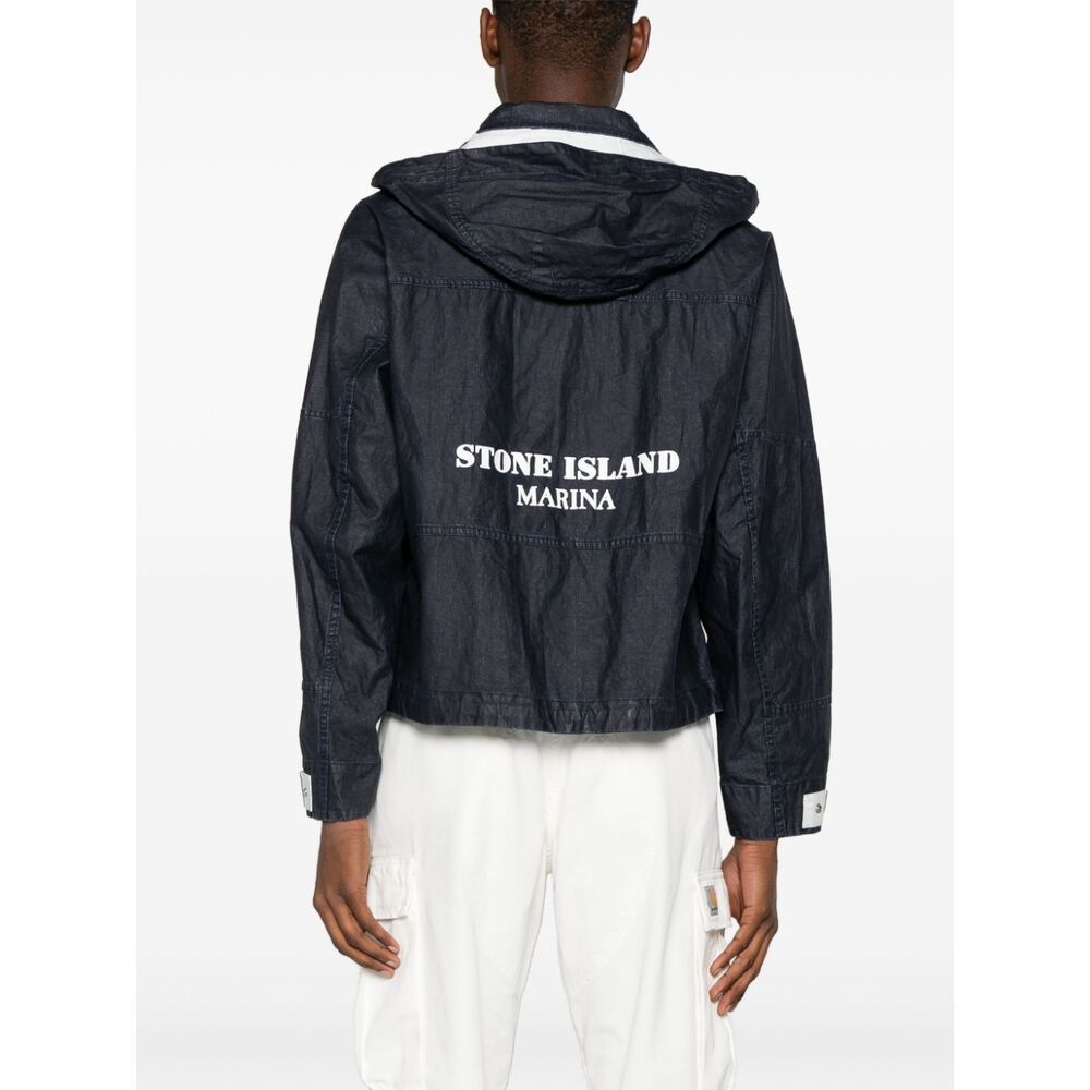 STONE ISLAND RAW PLATED LINEN HOODED JACKET 