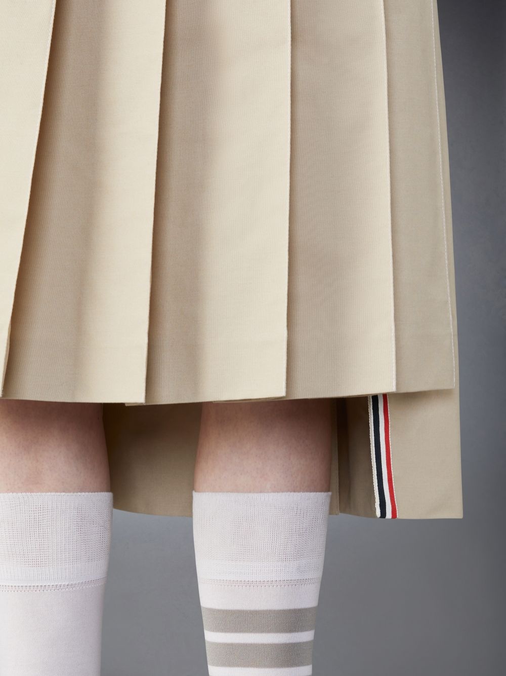 Thom Browne Back Pleated Skirt In White
